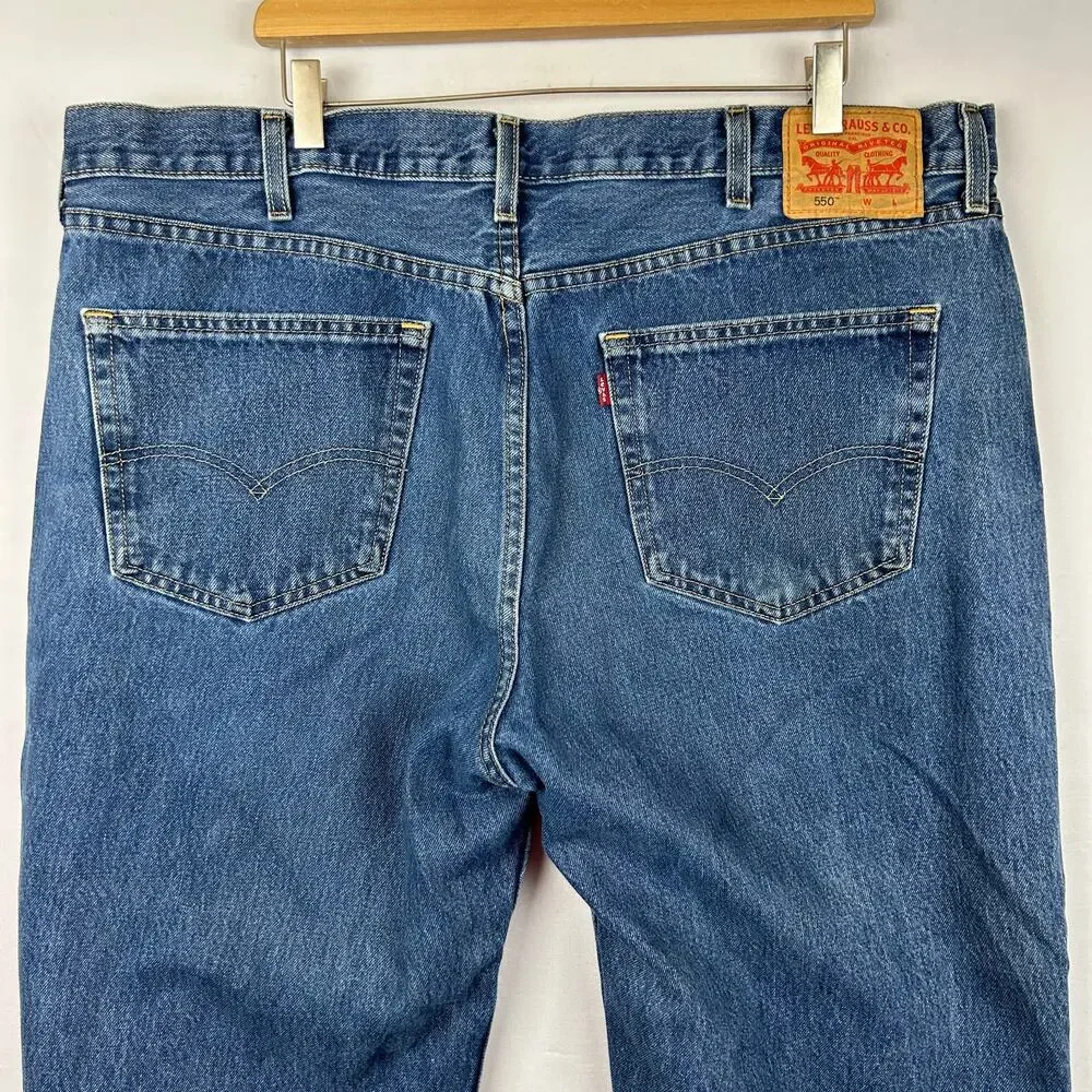 Levi's 550 Relaxed Fit Blue Denim Jeans Men's Size 42x36